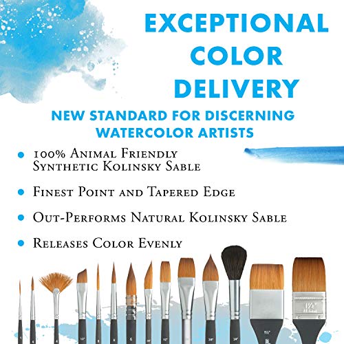 Princeton Aqua Elite, Series 4850, Synthetic Kolinsky Watercolor Paint Brush,Travel Round, 8
