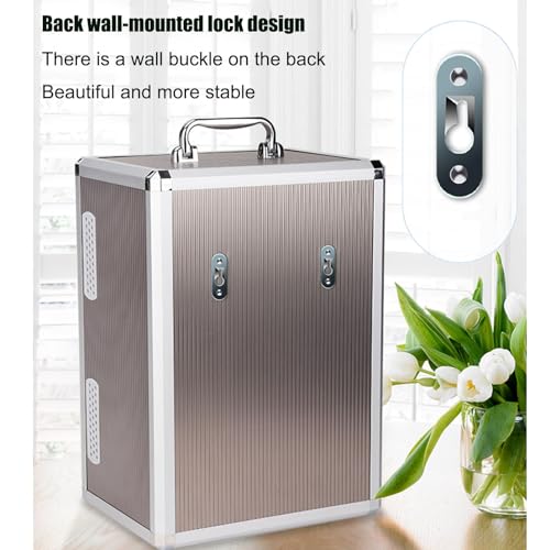 Aluminum Alloy Pocket Chart Cell Phones Storage Cabinet, Cell Phone Holder Desktop Organizer Storage Box for Classroom Office, Cell Phone Locker Box with Door Locks and Keys