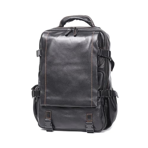 YMGSCC Men's Business Travel Backpack Genuine Leather Large Capacity Computer Bag Schoolbag
