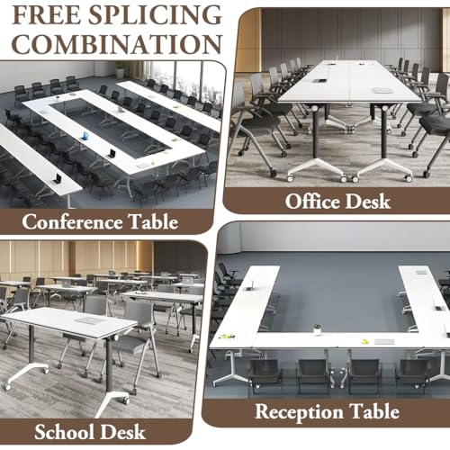 Ovlirpl Conference Room Table, Folding Conference Room Tables, Flip Top Mobile Training Table with Silent Wheels, Modular Foldable Conference Tables for Home Office Class,120cm/47.2in,1pack