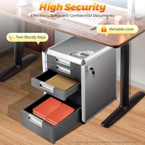 KSSTEVNBD Literature Organizer 5 Drawer File Sorters Desktop Drawer Paper Organizer with Key Aluminumy Edge File Organizer File Cabinet Executive Supplies for School