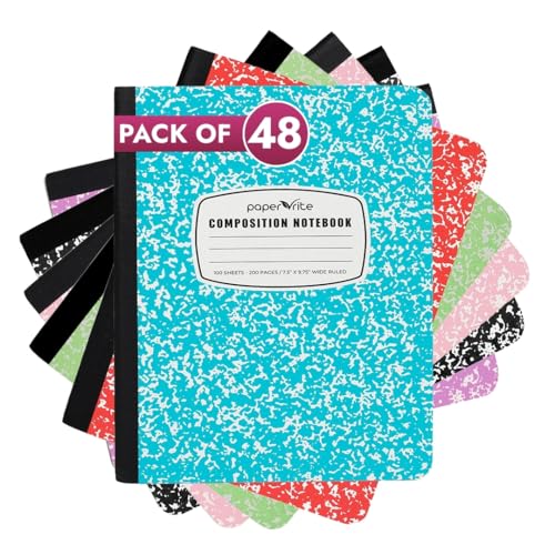 Paper Rite Marble Composition Notebook Wide Ruled, 9.75x7.5 in