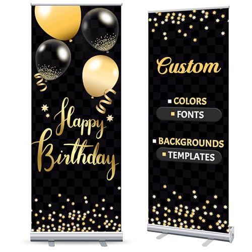 ZORUMOI Custom Banner Stand Retractable Banner 33"x80" Personalized Banners and Signs for Business, Customize Roll Up Banner Advertising, Birthday Banner, Display Stand