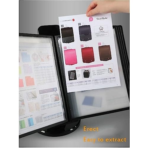 EliteBloom Desk Reference Organizer - Catalog Display Rack 10 and 20 Display Pockets Adjustable Desk Flip File Holder,10 Pages