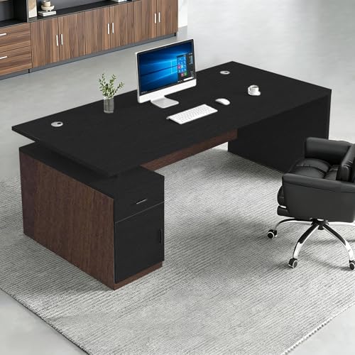 WYBFCWY Executive Office Desk with Storage Cabinet,Large Computer Desk for Home Office,Boss Table,Business Workstation,Modern Manager Desk for Manager,Employee,Home Office