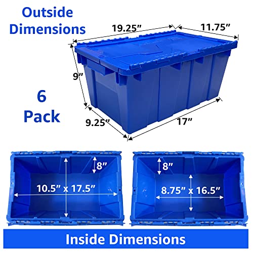 UBMOVE Storage Bin With Lids, 6 Pack, Blue, Stackable