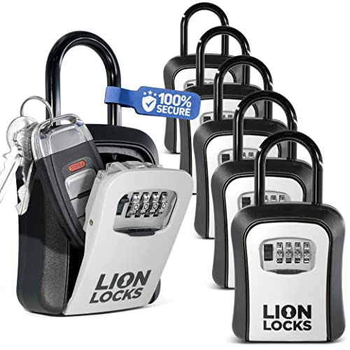 Lock Box for Keys - Lockbox for House Key, Lock Box with Combination for Real Estate, Car, House, Waterproof Key Safe - Easy Installation (6 Pack)