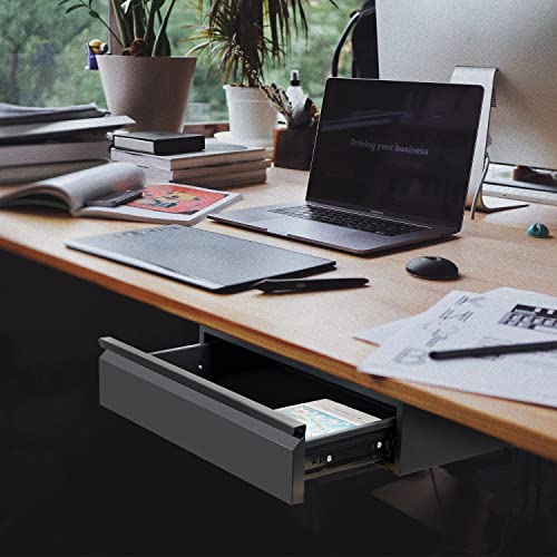 OSteed Under Desk Drawer 18”, Under Workbench Tool Storage Hanging Drawers