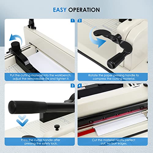 Heavy Duty Paper Cutter, 12" Guillotine Paper Cutter, Cortadora de Papel 400 Sheets Paper Trimmer with Double Safety Protection&Durable HSS Blade for Cutting Paper, Leather, PVC,Non-Woven Fabrics