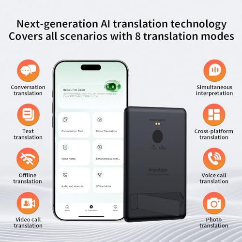 T1 AI Translator Device for Business, Travel and Learning (Black)