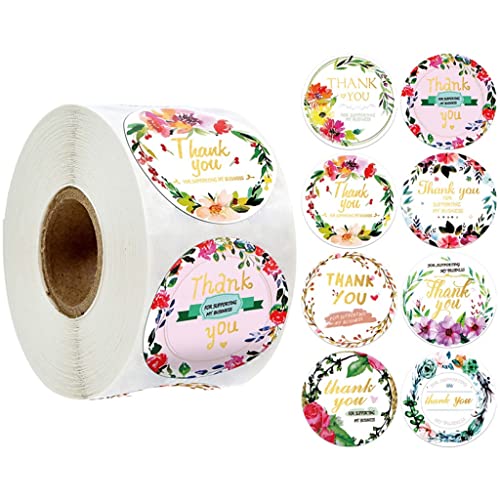 VIAENKFG Round Bronzing Flower Thank You Birthday Party Gift Sticker Decoration Seal Label(38MM)