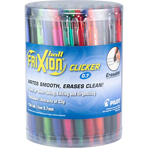 PILOT FriXion Clicker Gel Ink Pens 0.7mm, Assorted Colors, 36-Pack