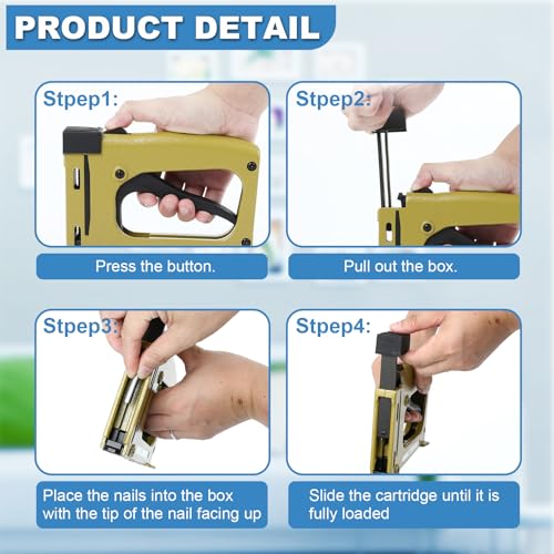 Dollate Point Driver for Photo Framing, Nail Gun for Pictrue Frame with 1000 Flexible Points, Household Small Framing Stapler for Rigid Framers, DIY Tools