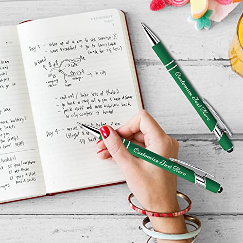 PFCNYMUA Up to 500 Personalized Pens Bulk 100 Custom Ballpoint Pens with Business Name Message Logo, Customized Engraved Pens with Stylus (Medium Point, Black Ink, 108 Pcs)