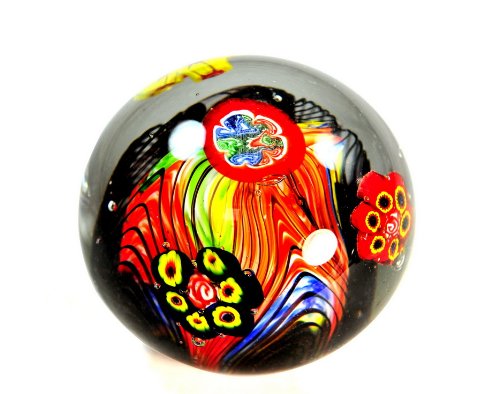 Tripact Inc M Design Art Handcraft Flame Rainbow Ex Large Size Millefiori Art Glass Paperweight
