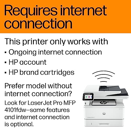 HP LaserJet Pro MFP 4101fdwe Wireless Black & White Printer with HP+ Smart Office Features and Fax (2Z619E)