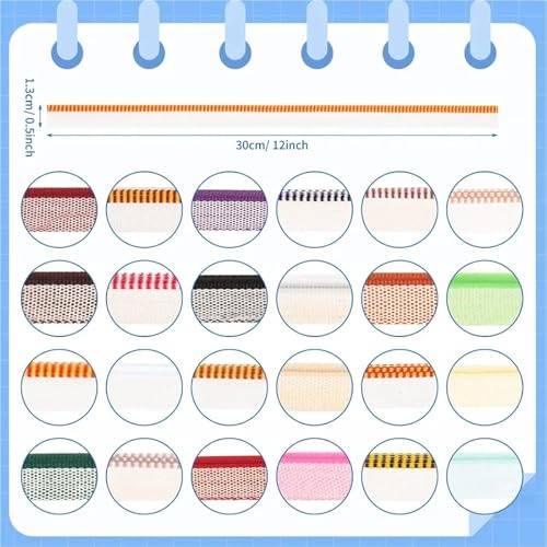 Superhao Book Headband 24pcs Bookbinding Endbands 12 Ih 24 Cotton Binding Kit for Decor for Beginners