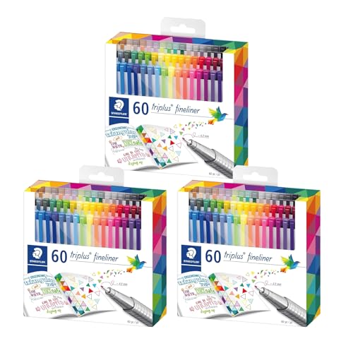 STAEDTLER Fineliner triplus 60, 3 Pack (3 sets of 60 pcs)