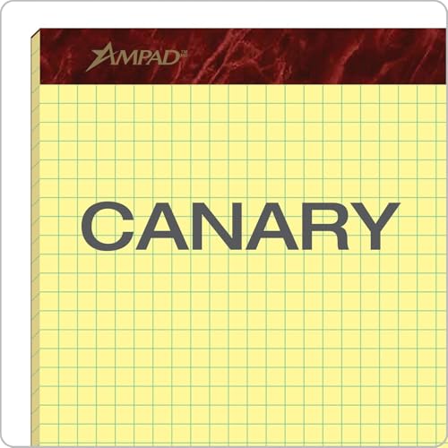 Ampad Gold Fibre Canary Graph Paper Pad, 4x4 Grid, 8.5 x 11.75, 10 Pads