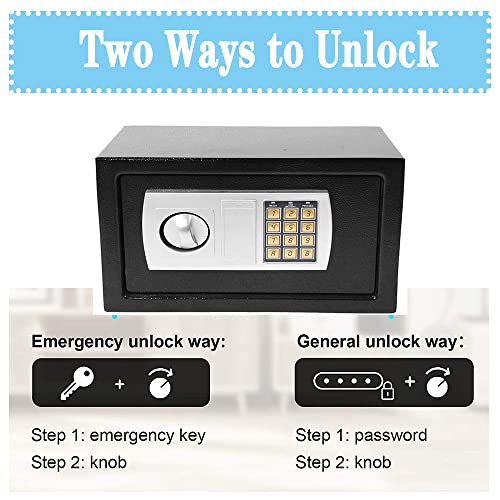TBLOTYD 6L Electronic Digital Safe Box Security Fireproof Lock Box Home Hotel Security Money Safe with 2 Locking Bolts/White/4.6L ，Black-8.5L