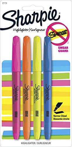 Sharpie Pocket Style Highlighters, Chisel Tip, Assorted Fluorescent, 24 Count (6 Packs of 4)