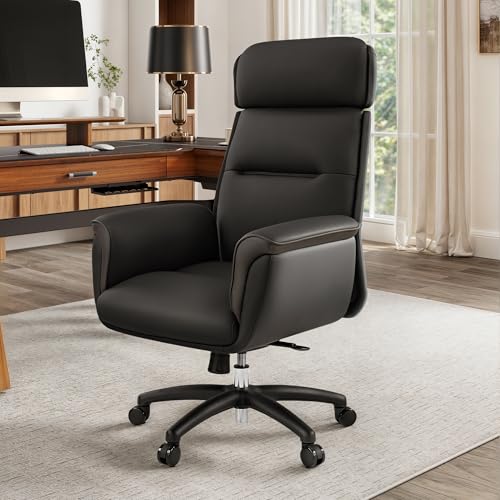 EUREKA ERGONOMIC Royal Ergonomic Office Chair Executive Desk Chair, Microfiber Leather High Back Executive Chair Comfy Ergonomic 360° Swivel with Lumbar for Home Workshop- Black