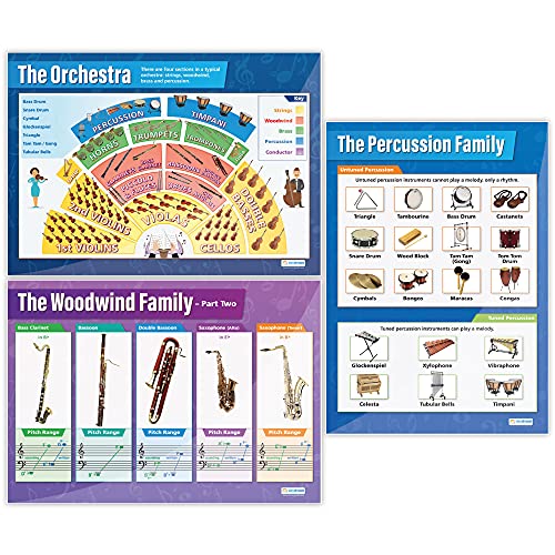 Instrument Family Music Posters - Set of 6, Extra Large, 33" x 23.5"