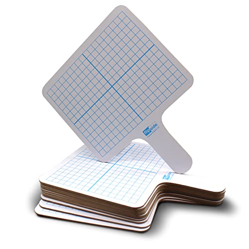 Flipside Products Double Sided Rectangular Graph Dry Erase Answer Paddles w/Black Dry Erase Marker and Erasers, Auction Handheld Whiteboard, Handle Response Board, 36 Pieces, Math Practice, 12 Set