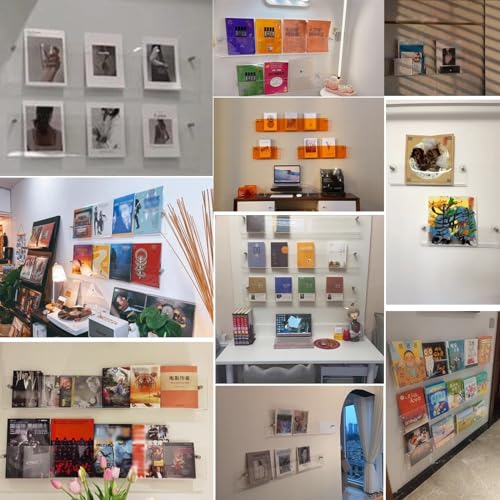 Brochure Holder Wall Mount Clear Book Shelf for Wall, Acrylic Magazine Brochure Rack/Hanging Display Stand for Kids Room, Office, Church, Coffee Shop, File Record Holder Organizer(Water Ripples,L 80cm
