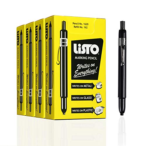 Listo 1620 BLACK COLOR - China Markers/Grease Pencils/China Marking Pen/Wax Pencils - Made in USA (48)