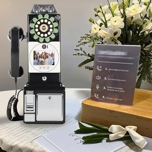 AUTUMFLATGAO Audio Guest Book Wedding Phone, Audio Video Guestbook Phone Wedding Guest Booth, Customized Message, Can Record for 6-7 Hours, Party Friend Blessing Voice Video Message,Black-64GB