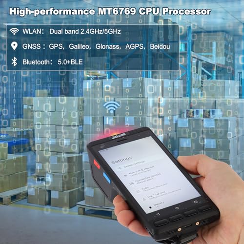 JibLumK Industrial Handheld PDA Terminal, Integrated Thermal Printer, Barcode Scanner.Rugged Android 14 PDA with Integrated Printer & 1D/2D Barcode Scanner,NFC, WiFi/4G for Retail,Warehouse