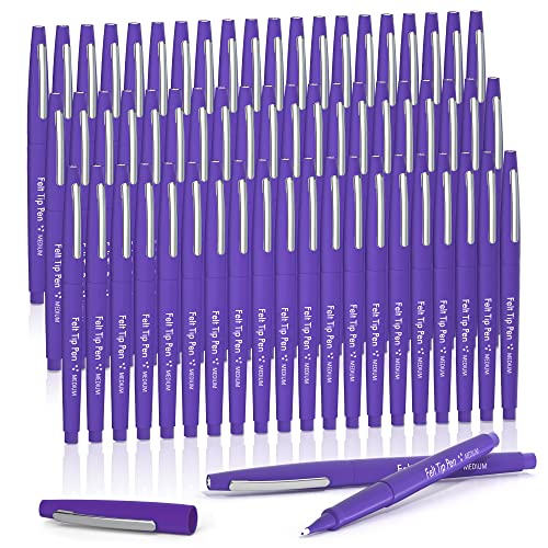 Lelix Felt Tip Pens, 60 Purple Pens, 0.7mm Medium Point, Felt Tip Markers Pens for Journaling, Writing, Note Taking, Planner, Perfect for Art Office and School Supplies