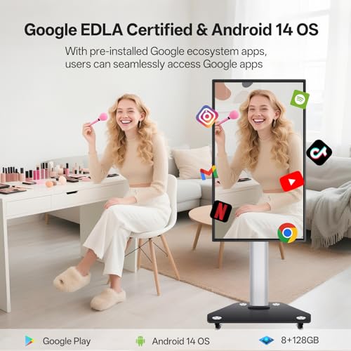 JAV Smart Board 43 Inch,Electronic Interactive Smartboard for Classroom Office Home, Screen Mirroring from Android OS Board for Presention Annotation Live Streaming (Wall Mount Included)