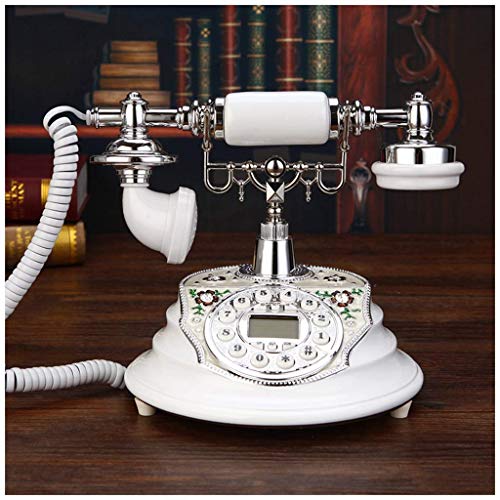 QUANGJN Phone European Telephone Retro Old Villa Antique Telephone Home Wired Landline New Mahogany Metal Bracket Leather Rope