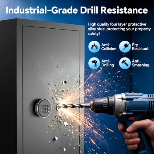 8-10 Gun Safe for Home, Rifle and Pistol Storage with Digital Keypad