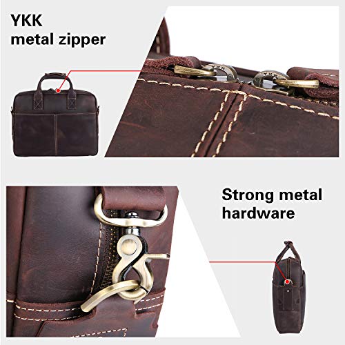 Polare Leather Briefcase for Men Business Messenger Bag Fits 15.6" Laptop
