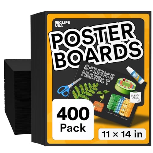 Poster Board Black Poster Paper 11x14 Poster Board Bulk Posteboard School Supplies (Black, 400 Pack)