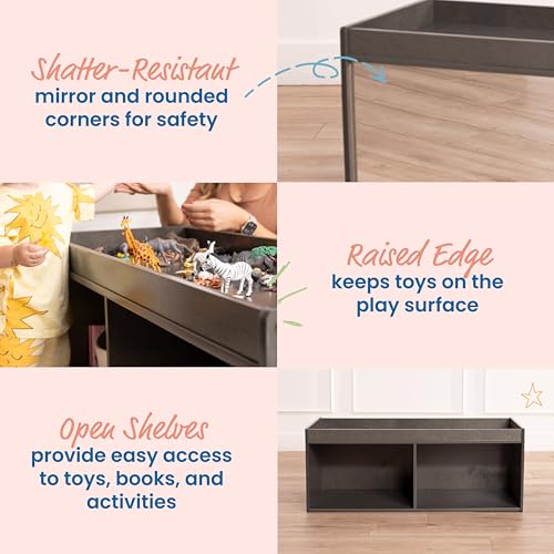 ECR4Kids Double-Sided Storage Cabinet, Activity Top and Mirror, Grey Wash