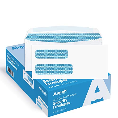 #10 Double Window Envelopes Security, Gummed Envelopes 10, 2500 Count