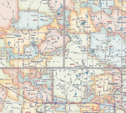 Chicago Metro Area ZIP Code Laminated Wall Print (42” wide x 56” high)