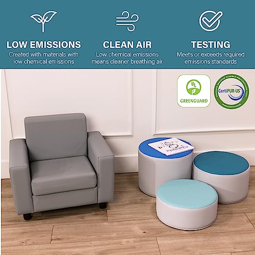 Factory Direct Partners SoftScape Inspired Playtime Classic Reading Chair, Children's Commercial-Grade Upholstered Furniture for Home, Daycare, Preschool; Modern Design - Powder Blue, 14472-PB