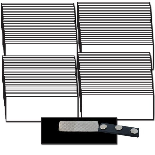 Magnetic Name Tags/Badges with Super Strong Magnetic Fasteners UNATTACHED - 100 Pack Kit Includes Crystal Clear Gloss Printable Labels - White Name Badges with Bevel Finished Edges 1.25 X 3 Inch