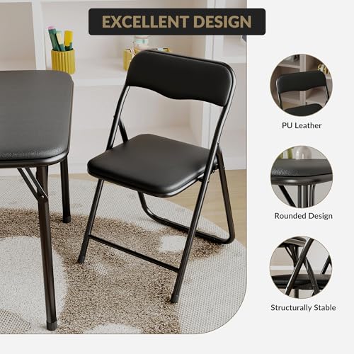 LinTimes 3 Piece Folding Activity Table and 2 Padded Chairs, Black