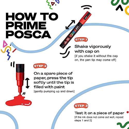 Posca Paint Markers Set of 15; Complete Color Range of 7M Broad Bullet Markers with Reversible Tips Marker Set of Acrylic Paint Pens Pens for Art Supplies; Fabric Paint