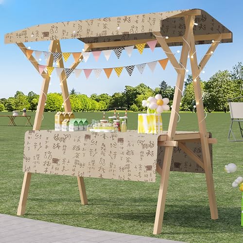 Market Booth Display Cart with Awning, Rolling Ceiling Stand Vendor Cart for Street Event/Trade Show, Wooden Outdoor Retail Booth, Customizable Color(B,150x60CM(59x23.6in))