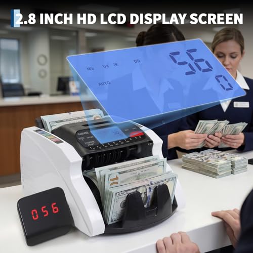 Professional Money Counter Machine – UV/MG/IR/DD/MT Detection,Value Counting, Mixed Denomination Support – Add & Batch Modes, Auto/Manual, LCD Display, Portable Currency Counter