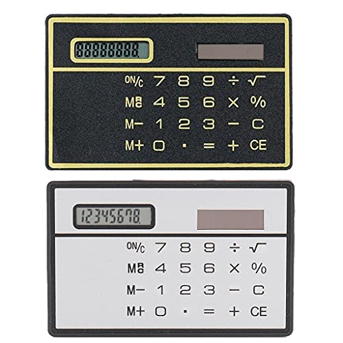 QERTYHJK 8 Digit Thin Solar Power Calculator with Touch Screen Credit Card Design Portable Mini for Business School