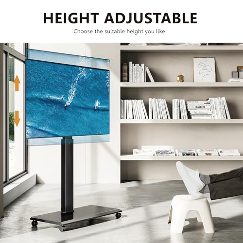 FITUEYES Rolling TV Stand with Rotation Function for 32-75 Inch TVs，Black