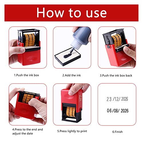TECJHJZ Label Printer, Handheld Mini Bottle Metal Can Food Plastic Bag Date Stamp Black Quick-Drying Ink Seal Stamping Printer Dot Matrix Font High-Resolution Printing Effect